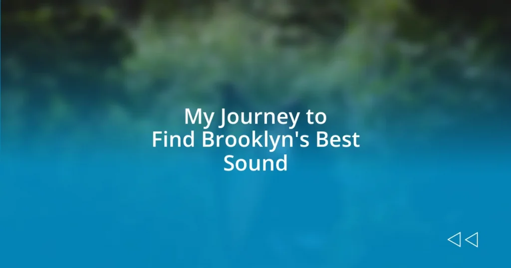 My Journey to Find Brooklyn’s Best Sound