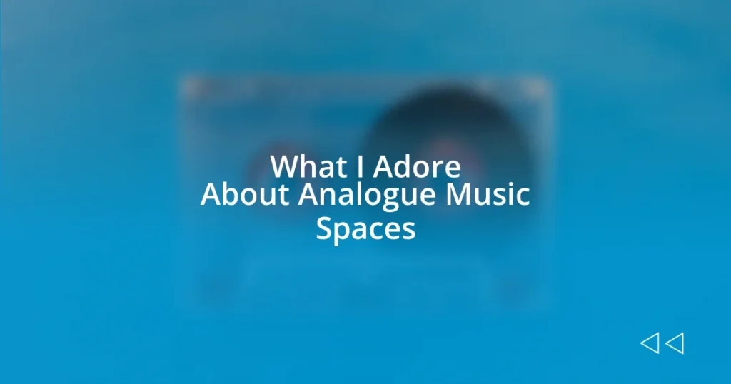 What I Adore About Analogue Music Spaces