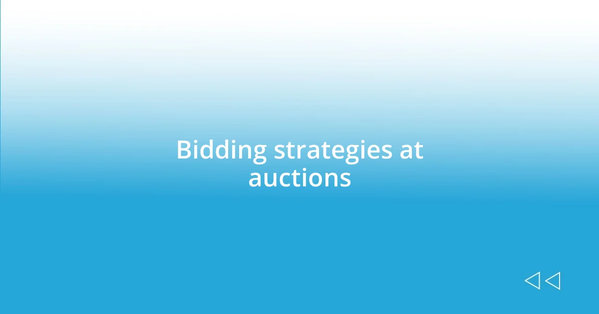 Bidding strategies at auctions